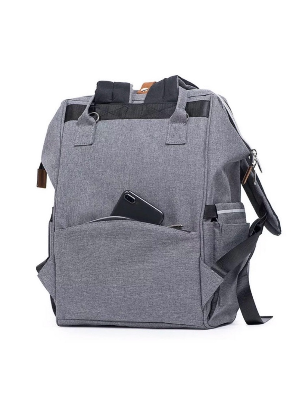 Alameda Gray Diaper Backpack Baby Bag Waterproof Travel Tote EUC - Picture 8 of 9